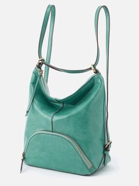 HOBO Verse Leather Convertible Backpack Shoulder Bag in Seafoam